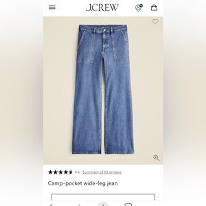 J.crew Camp pocket wide leg Jean size 25 P NWT